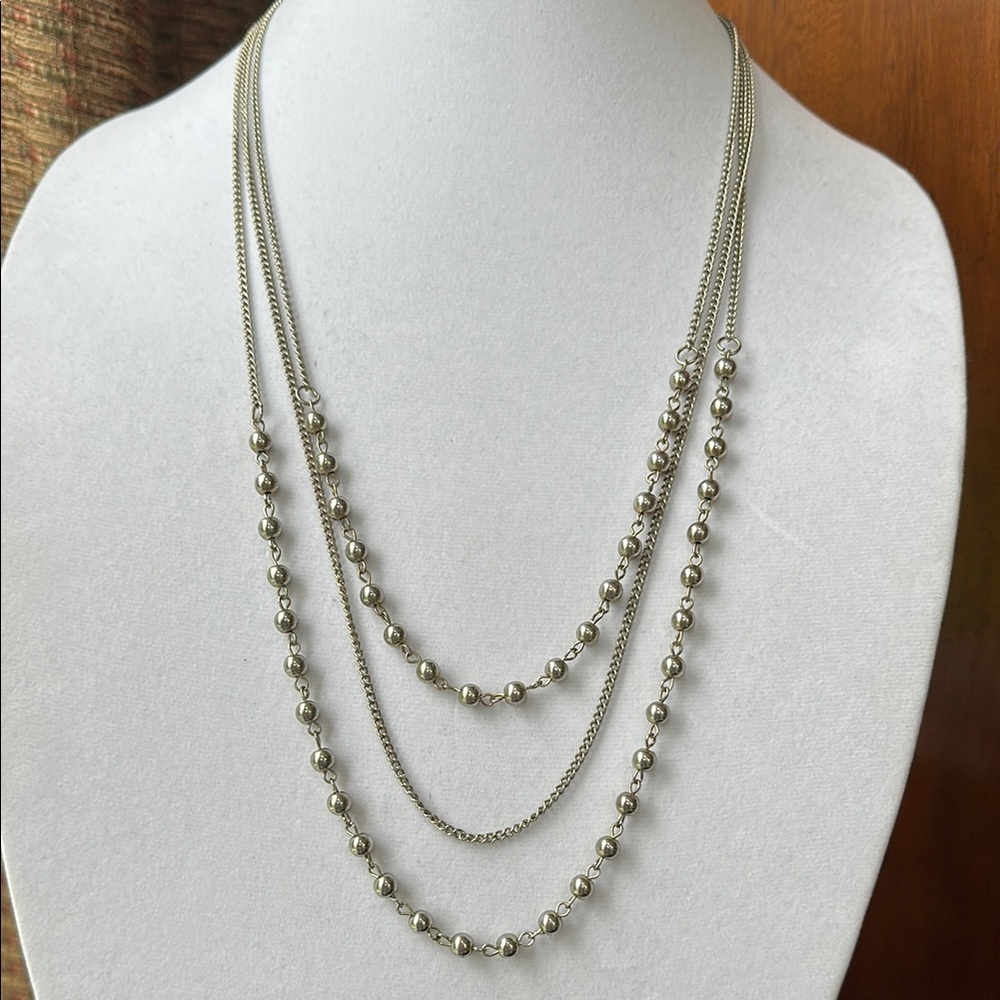 Silver Tone  3-Layer Necklace